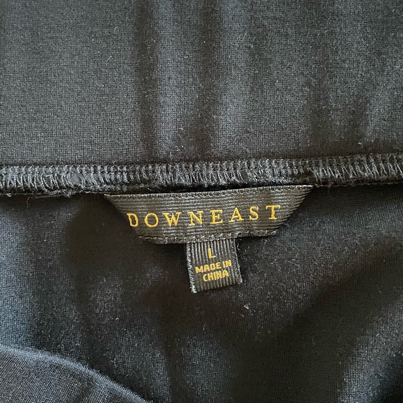 Downeast Pull On Midi Skirt Womens L Black A-Line Side Slit Rayon Career Office - Picture 2 of 9